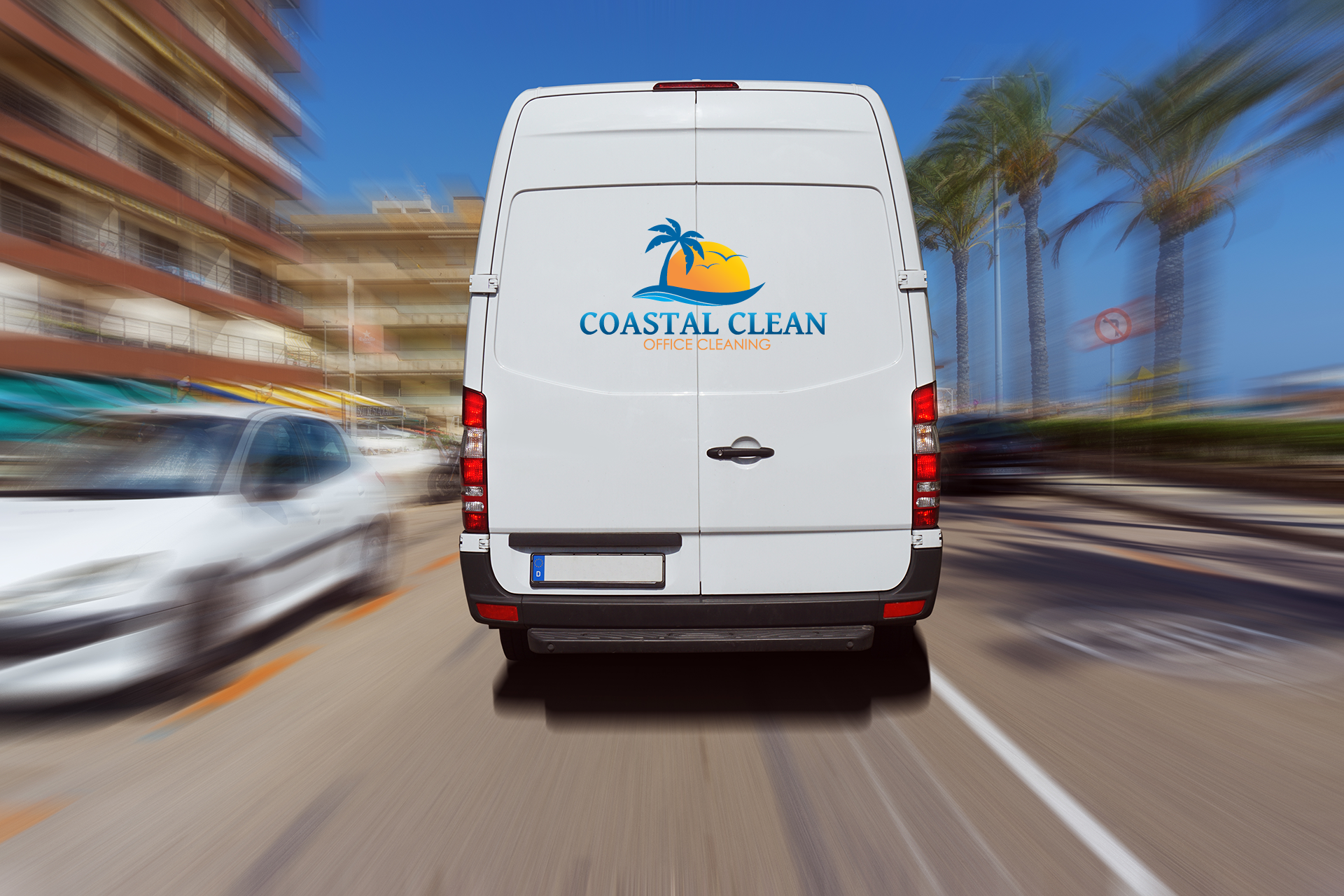 Coastal Clean Office Cleaning Van with Logo